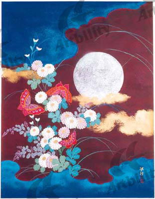 アートビリティ 蒔絵調菊文様月にむら雲