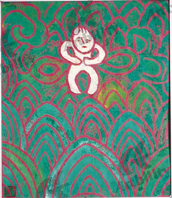 アートビリティ 青磁紋様蓮の葉の上の童子