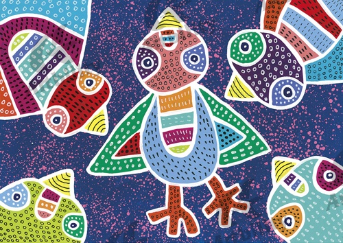 登録作品の小鳥がたくさんトンダトンダ