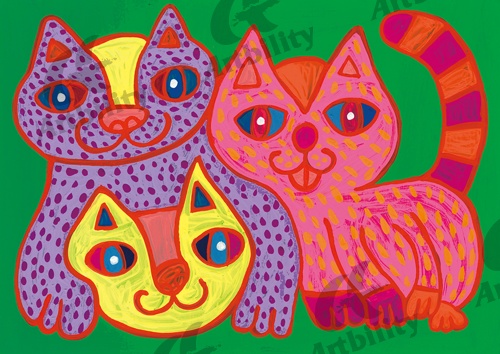 登録作品の猫まるが三匹