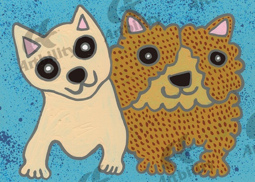 登録作品のスムースでもふもふした犬たち