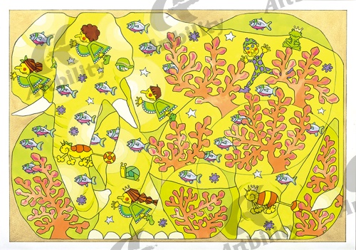 登録作品の黄色いゾウとサンゴ礁